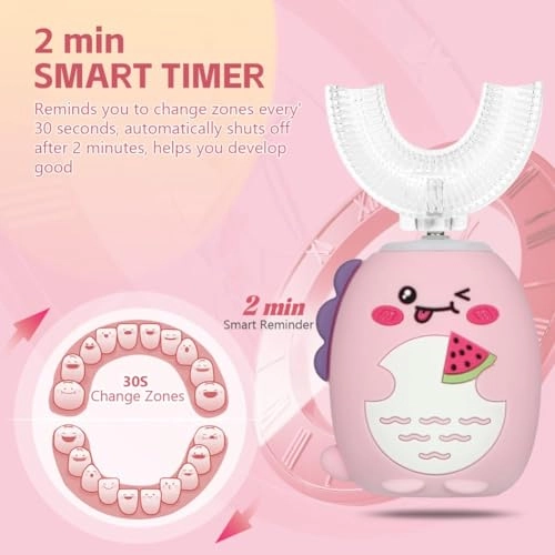 U-Shaped Children's Electric Toothbrush - 2 Brush Heads 3 Modes IPX7 Waterproof