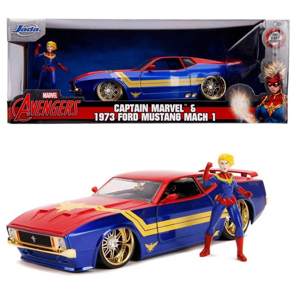1973 Ford Mustang Mach 1 with Captain Marvel Figure- 1:24