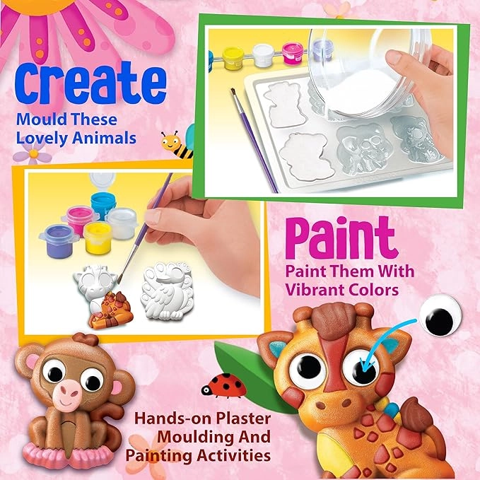 Mould & Paint Craft Kit - Googly Eyes Animals - 5+ years