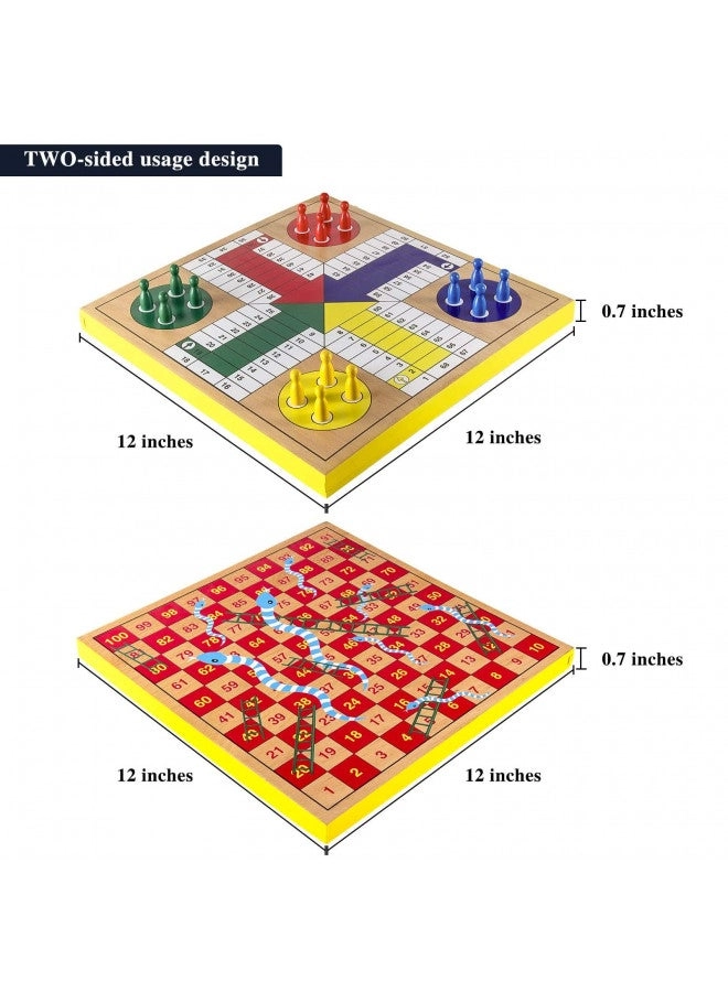 Ludo - Wooden Snakes and Ladders 2 in 1 Reversible