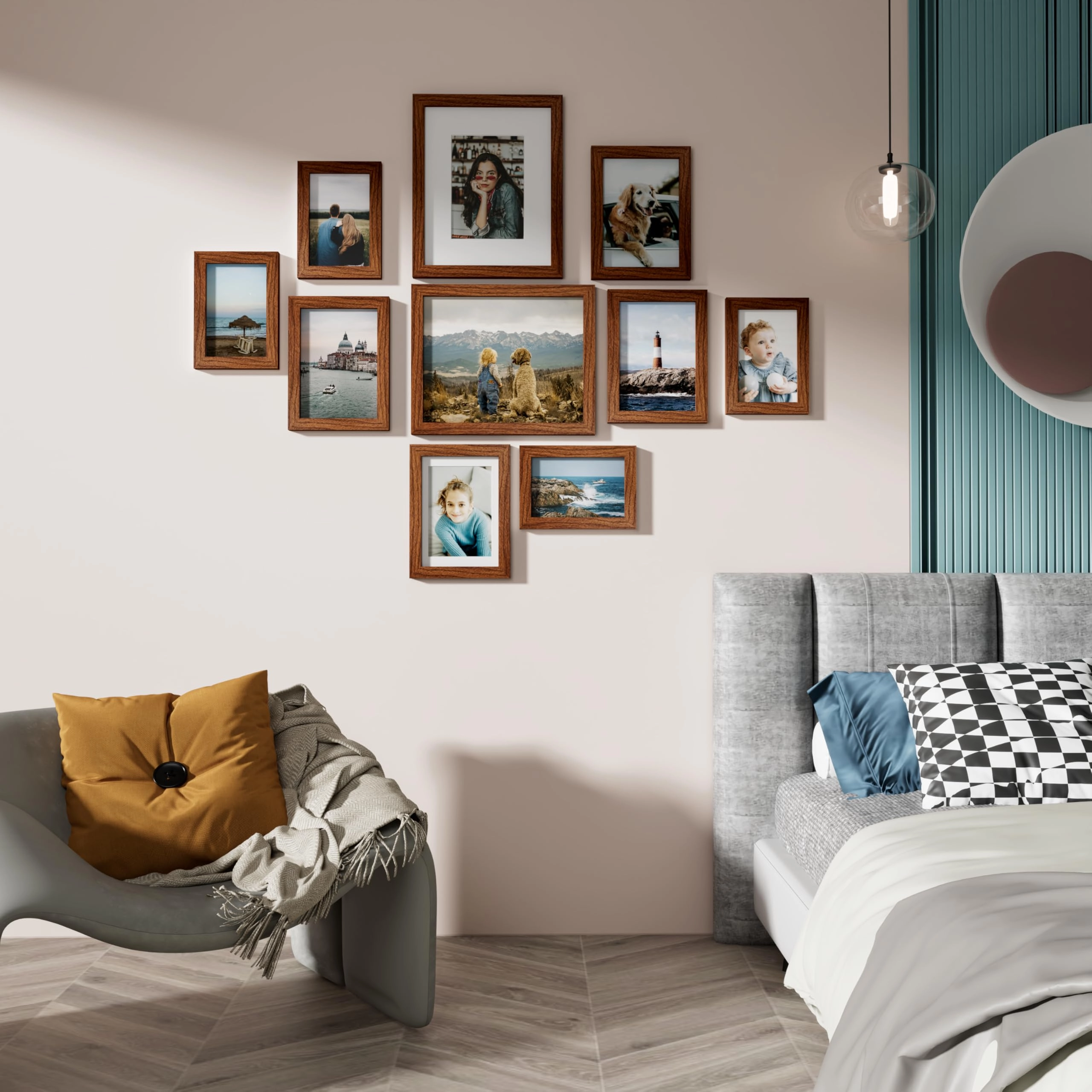 Picture Frames Set - 10 Pack Rustic Grey