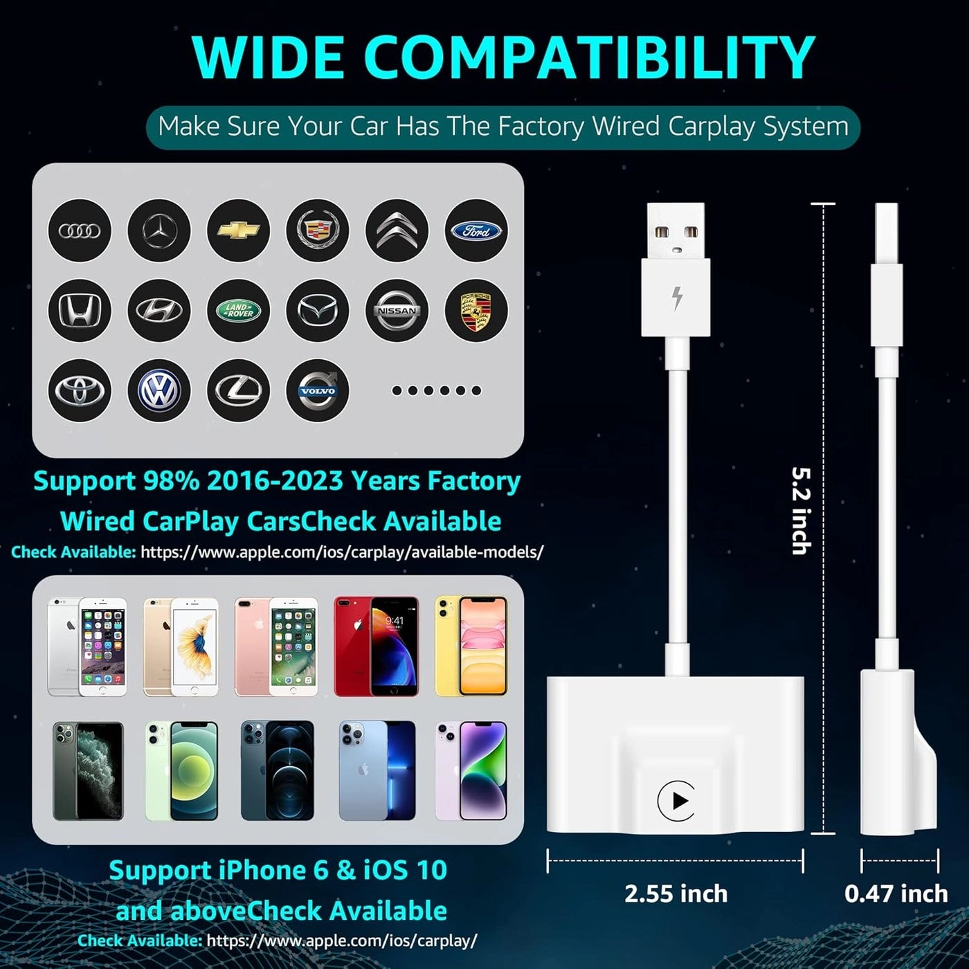 XM-1 - Wireless CarPlay Adapter Plug and Play