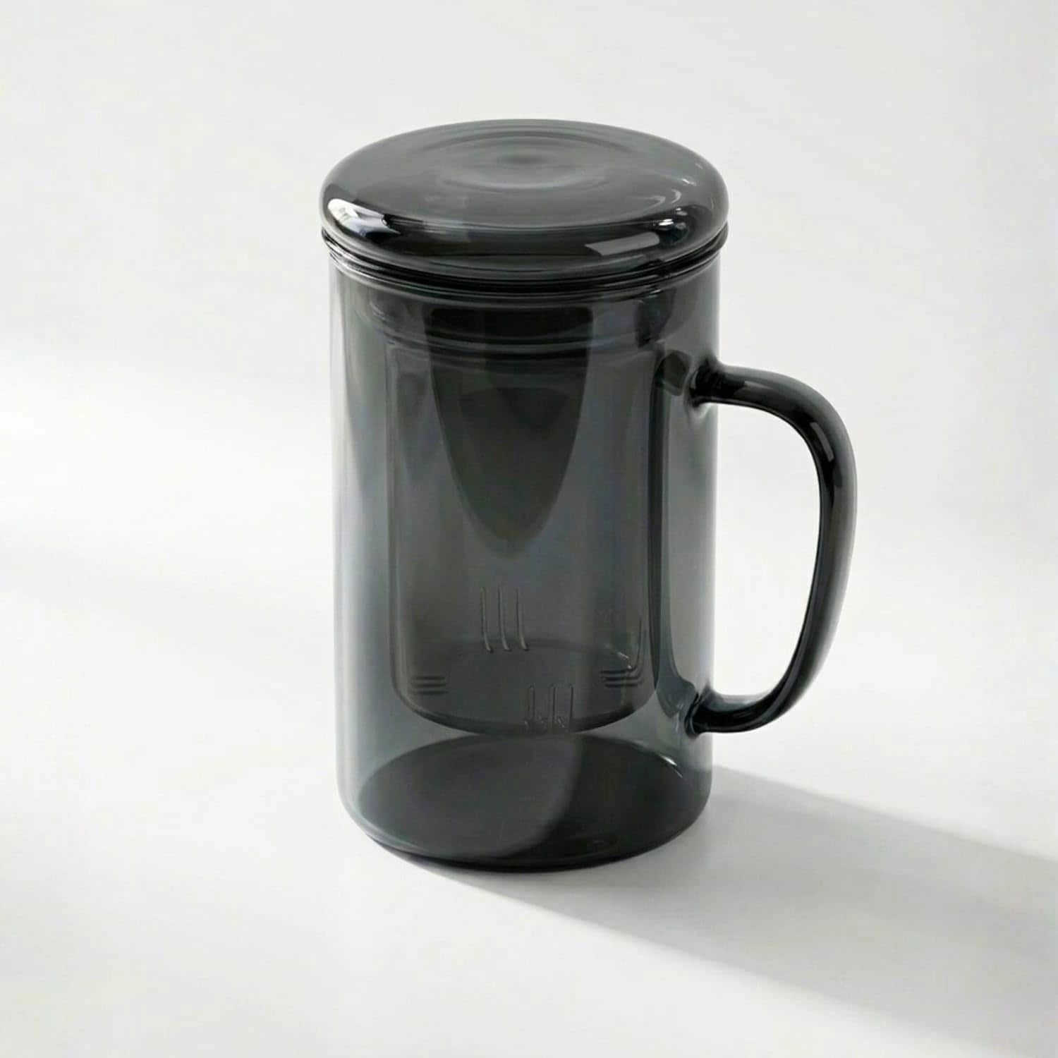 1CHASE Glass Mug - 1 pcs Infuser Lid Handle - 450 ml
