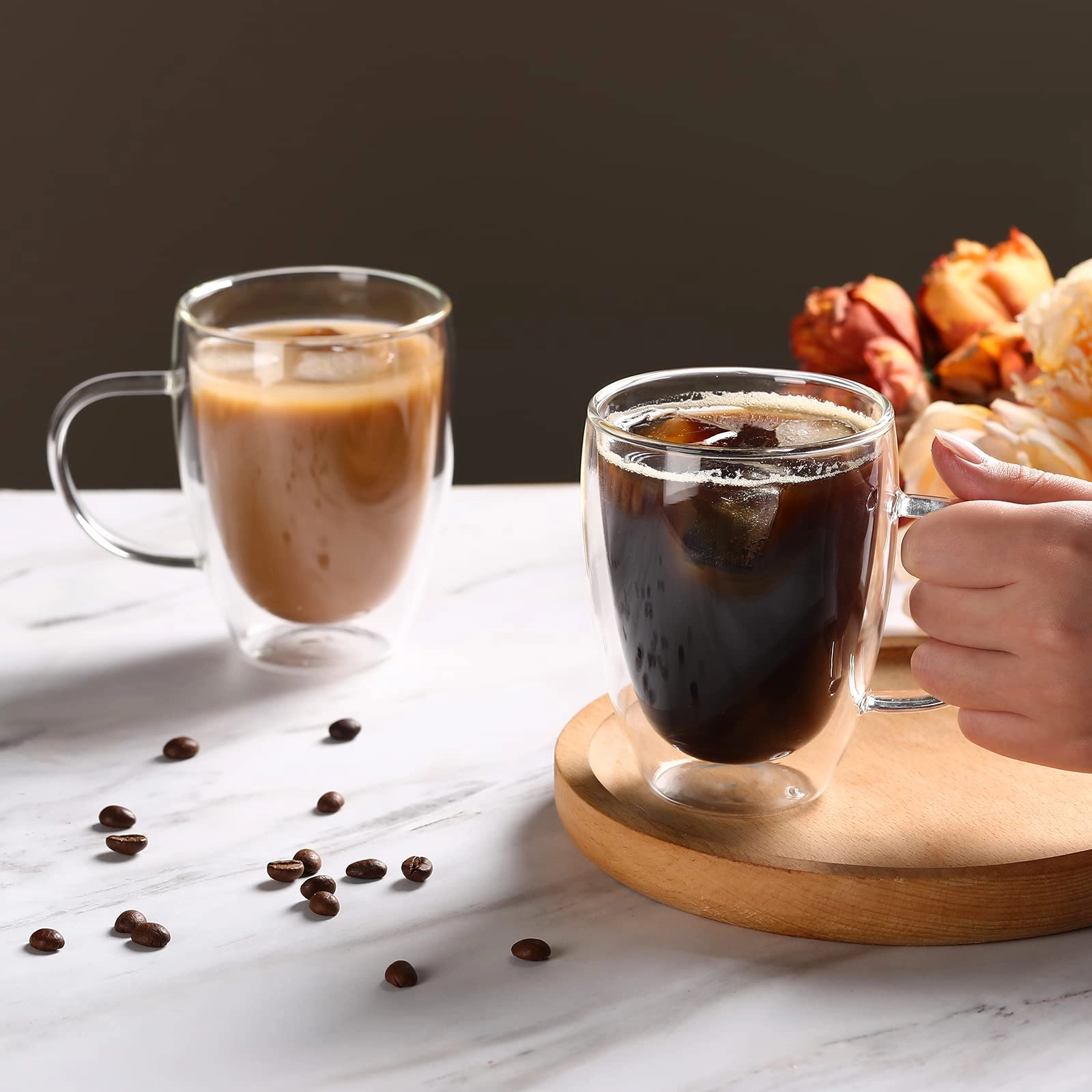 Double Walled Glass Mug - 4 pcs - Borosilicate - 350 ml