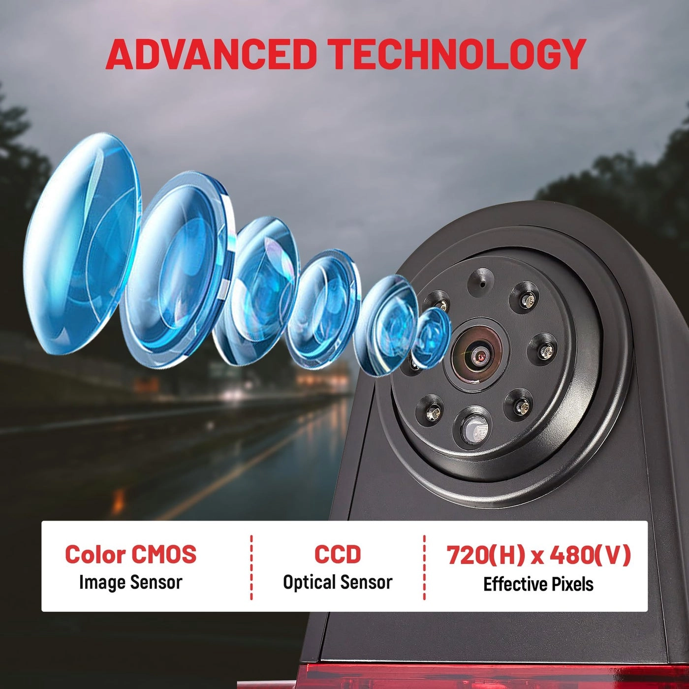Third High Level Aftermarket Brake Light Cargo Backup Camera - 9 infra-red night vision 4PIN connector