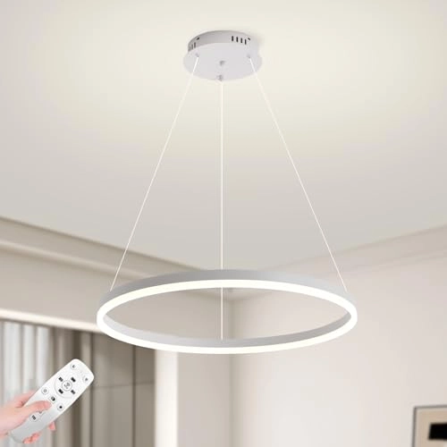 Single Ring White LED Chandelier - 3000K-6000K Dimmable