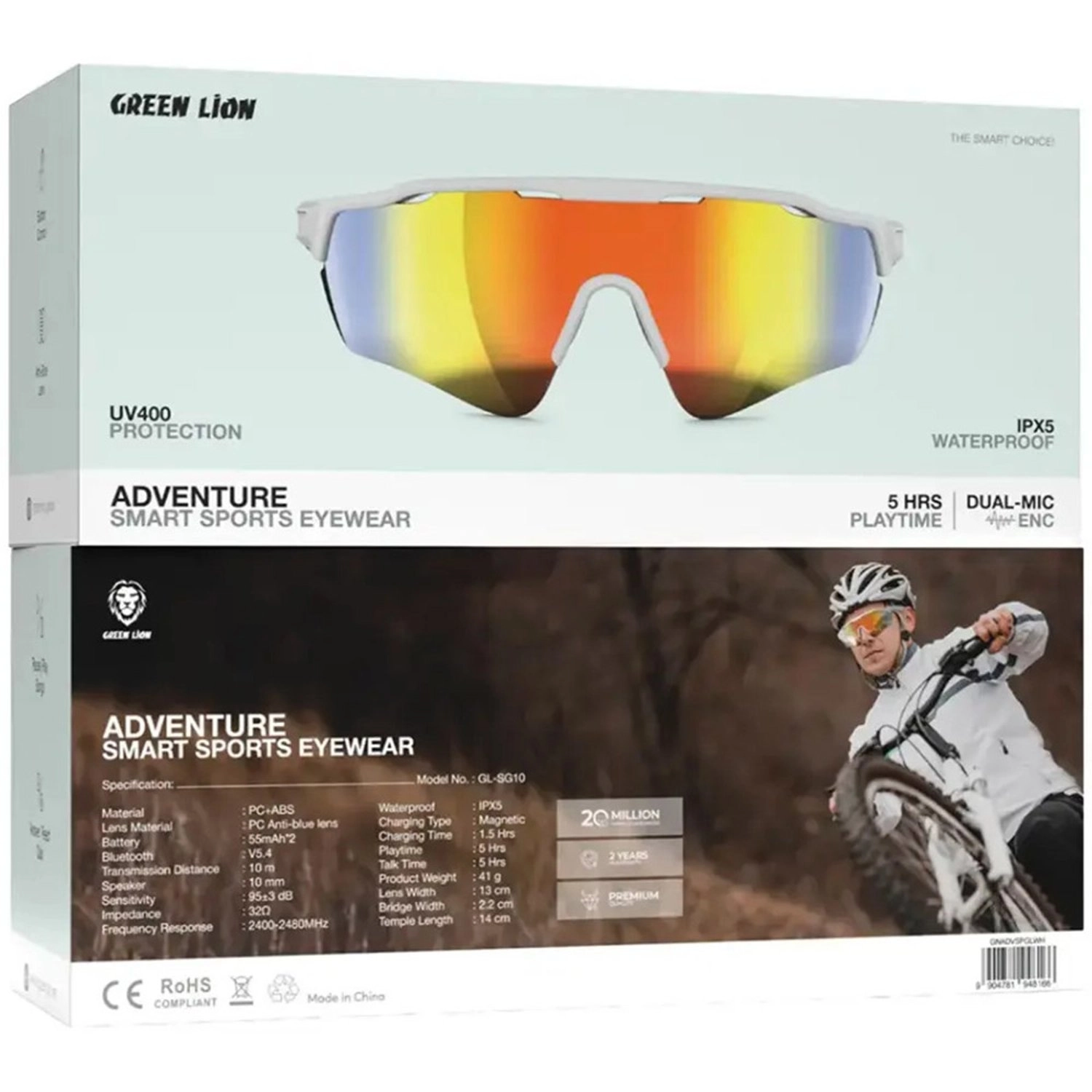 Adventure Smart Sports Eyewear - White Bluetooth 5.4