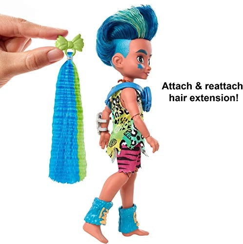 Slate Poseable Prehistoric Fashion Doll - Blue Hair with Dinosaur Pet Ages 4+