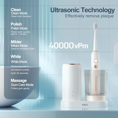 Electric Toothbrush Set - UV Light Drying Holder 8 Brush Heads USB Rechargeable