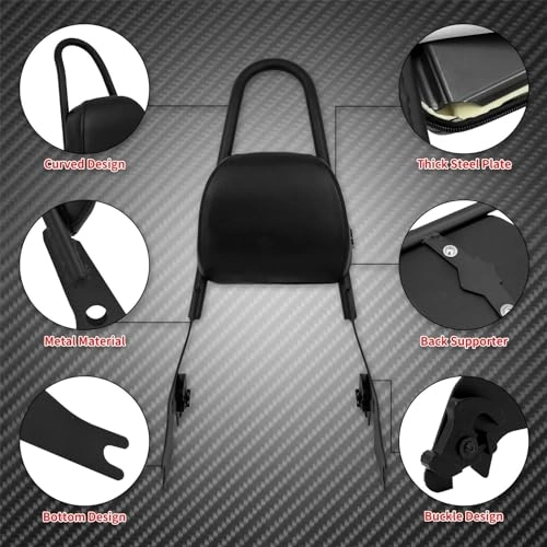 Motorcycle Passenger Backrest - Harley Sportster SuperLow 1200T XL1200T Black