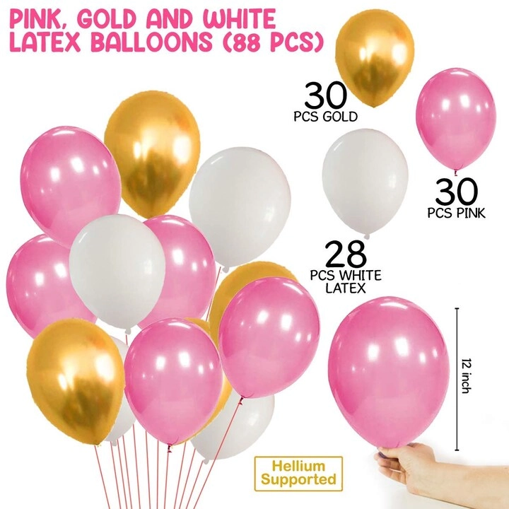 Pink and White Balloons - 90 pcs Hen Party Wedding Baby Shower Birthday Party