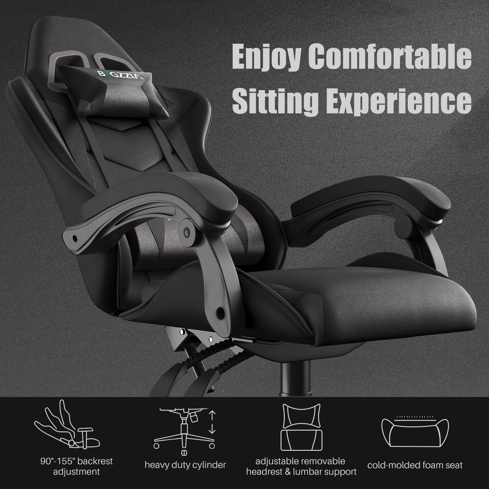Gaming Chair - Ergonomic Height Adjustable Without Footrest