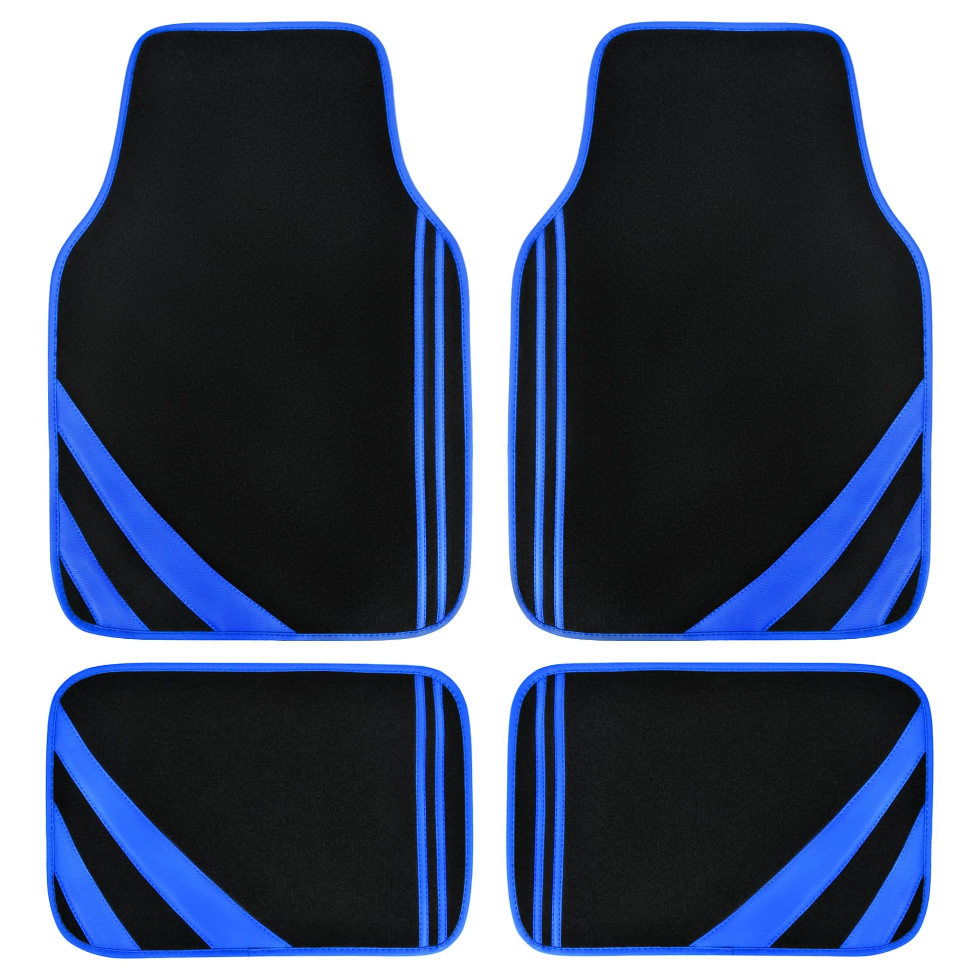 Faux Leather Car Mats - Blue Edge Universal Fit