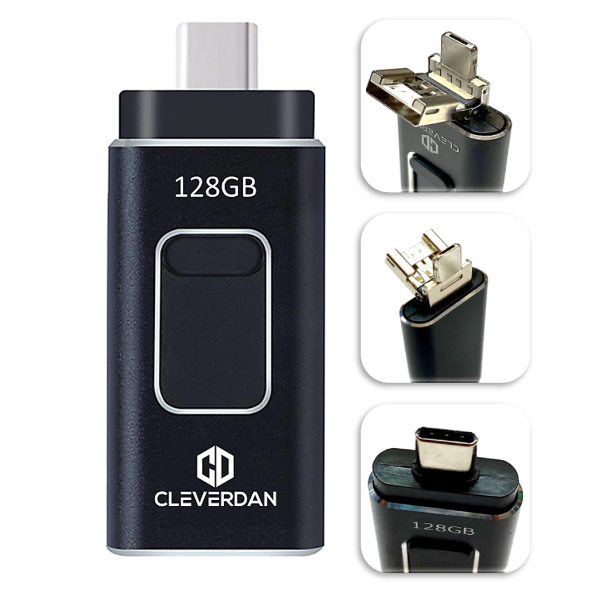 Cleverdan CleverDrive 4in1 - USB 3.0 Lightning Type-C Micro USB 128GB