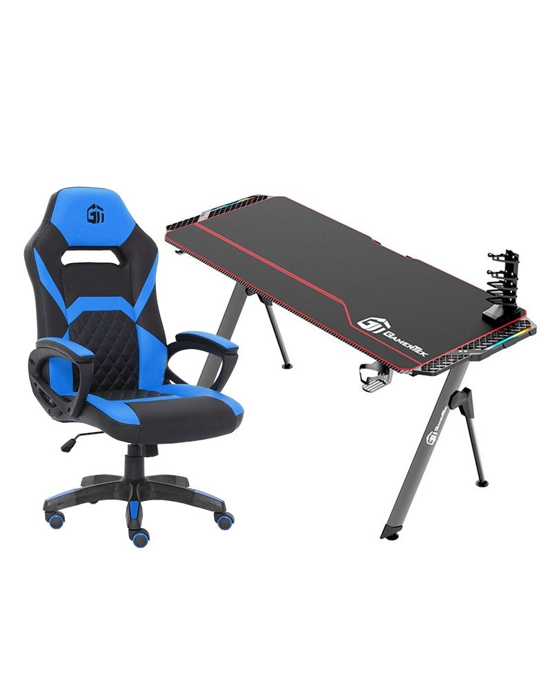 V-Desk Elite - 140cm x 60cm Black + Gaming Chair