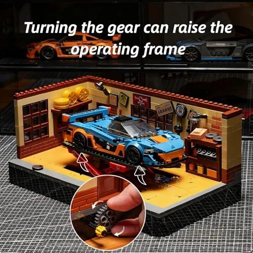 Retro Garage Building Set - Compatible with 8-Stud Chassis