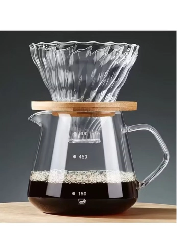 MIXDE V60 Coffee Maker - 600ml Carafe Funnel Size 02 & 100 Paper Filters