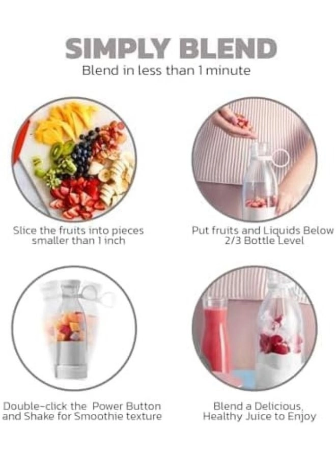 Portable Juicer - 6-Blade 3D Stainless Steel Blades, Food-Grade ABS & PP, USB Rechargeable