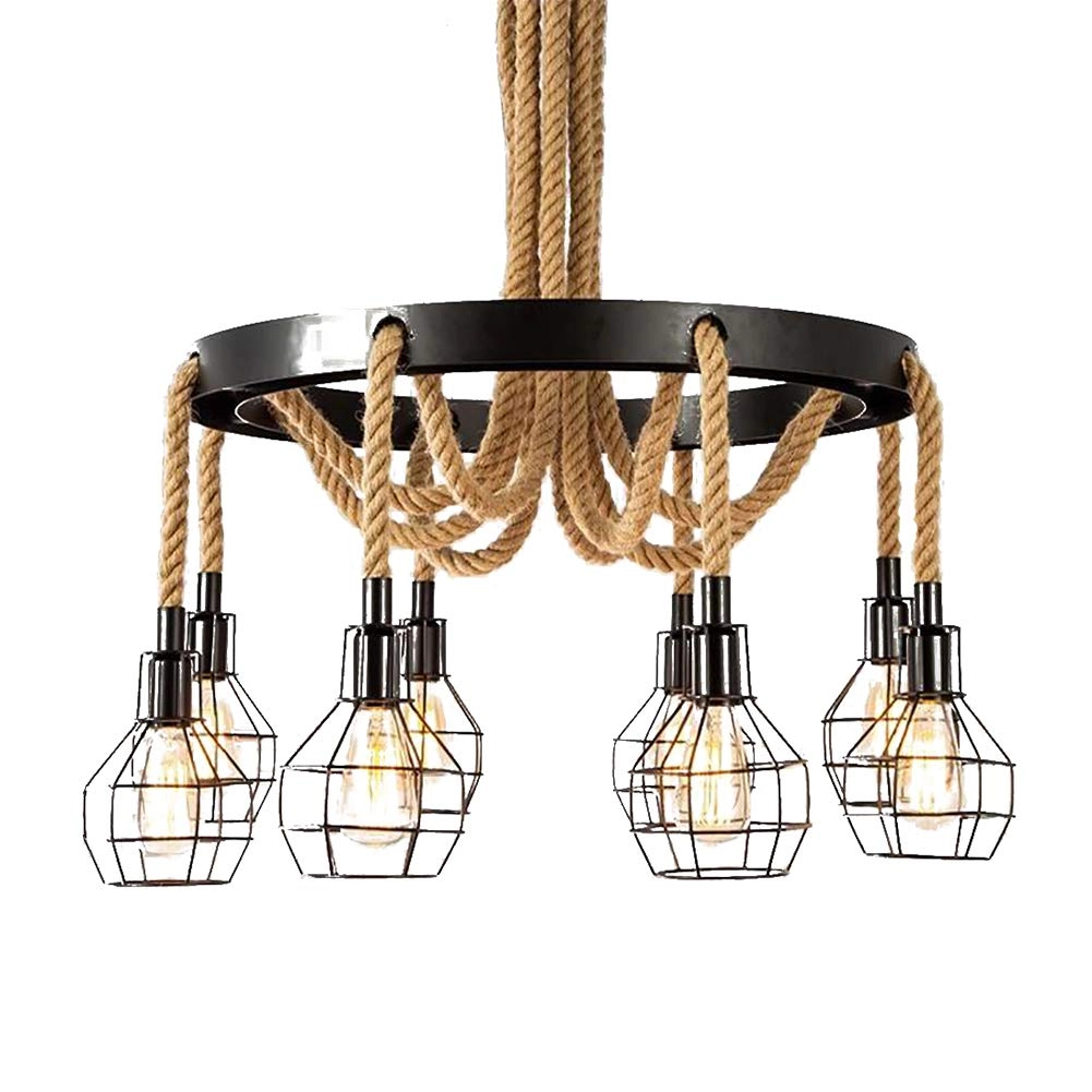 NSXBY Creative Iron Art Chandelier - 8 head E27 Black