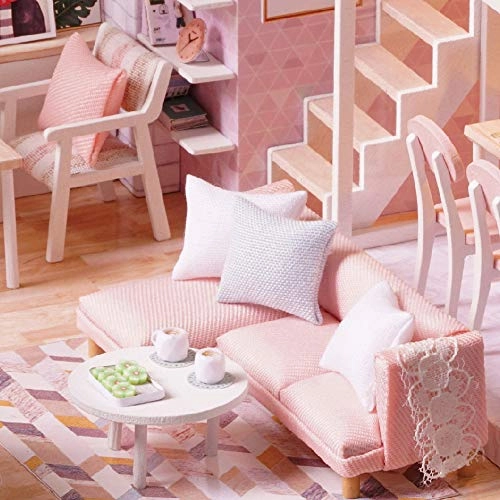 Miniature Loft Dollhouse Kit - 3D Pink Wooden