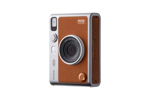 Instax Mini EVO - Brown + Instax Mini Instant Film Sheets - 60 Sheets + microSD Memory Card - 32GB + Small Padded Carrying Case + SD Card Reader + Microfiber Cleaning Cloth