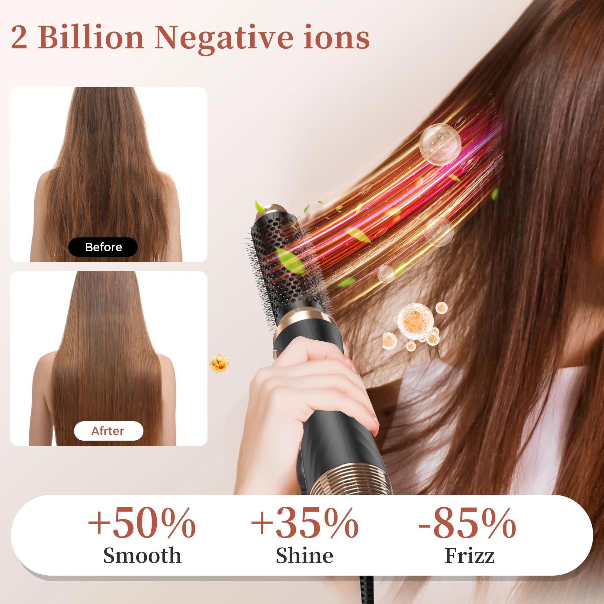 6 in 1 Hair Dryer Brush - 700 watts Gold