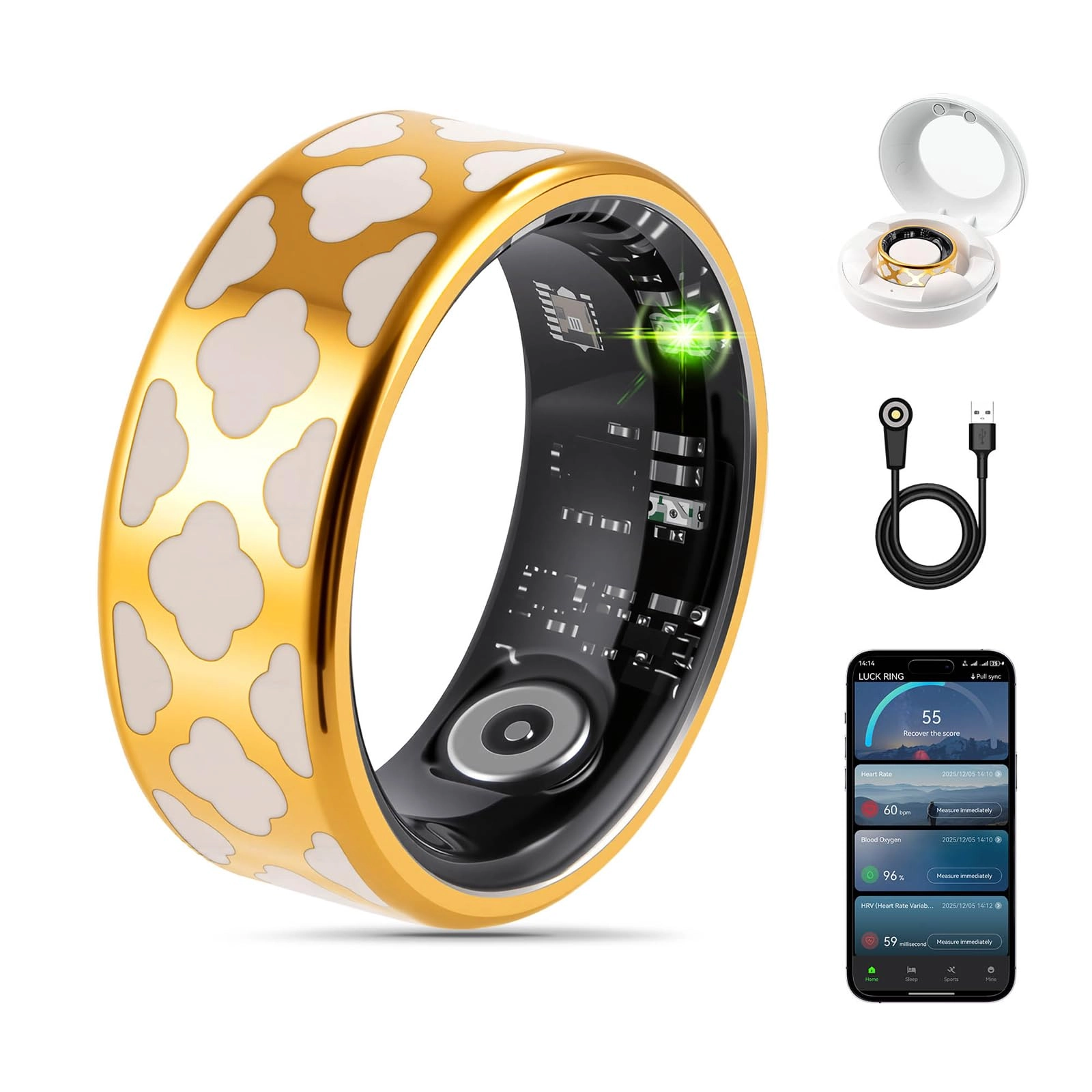 FAHKNS Smart Health Ring - Heart Rate Blood Oxygen Sleep Monitor