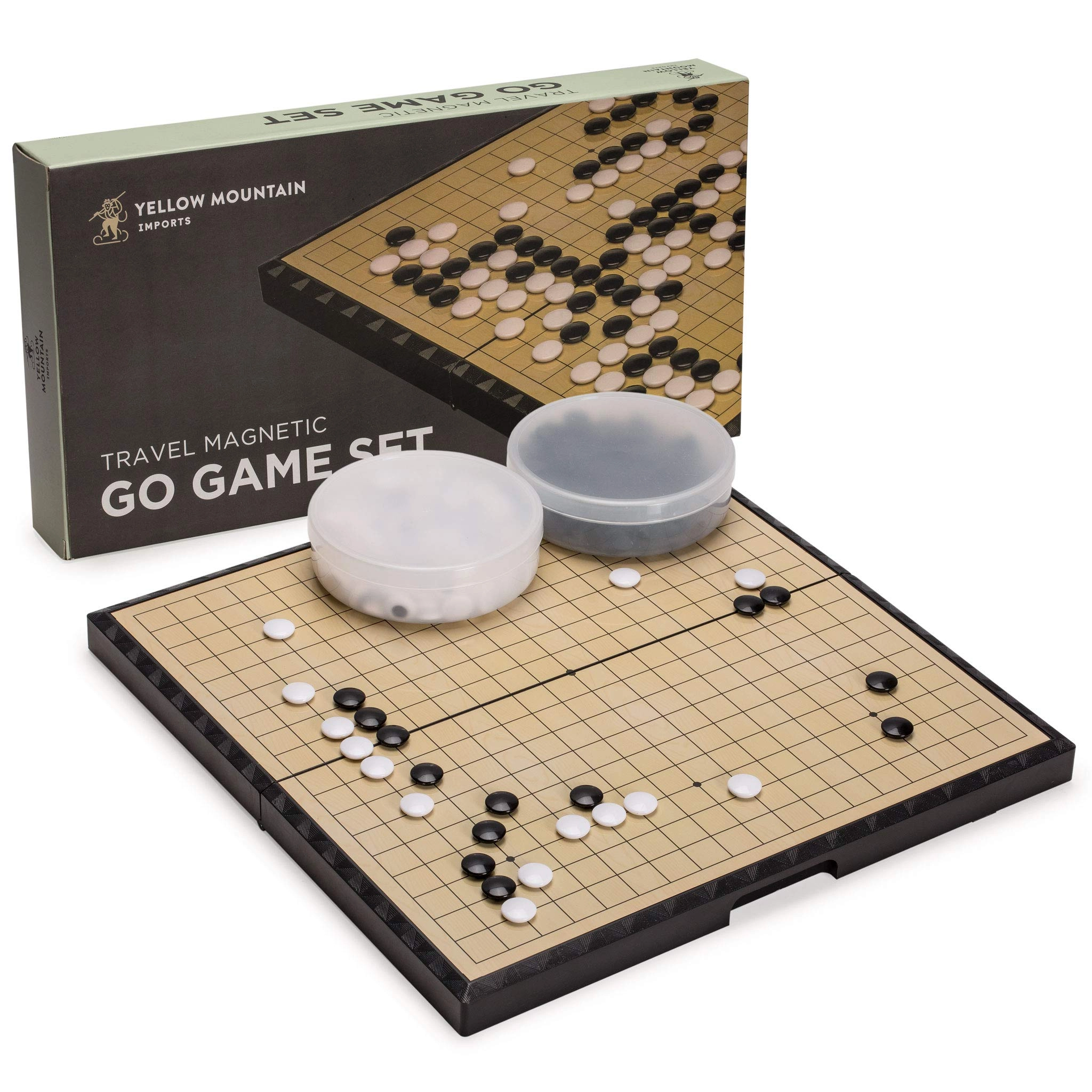 Yellow Mountain Imports Go Game Set - Magnetic Single Convex Stones