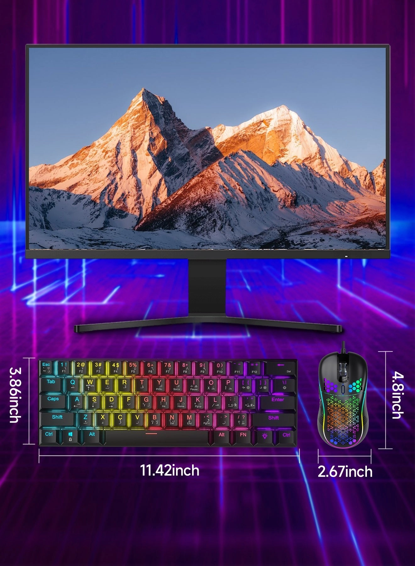 60% Gaming Keyboard + Honeycomb Optical Mouse