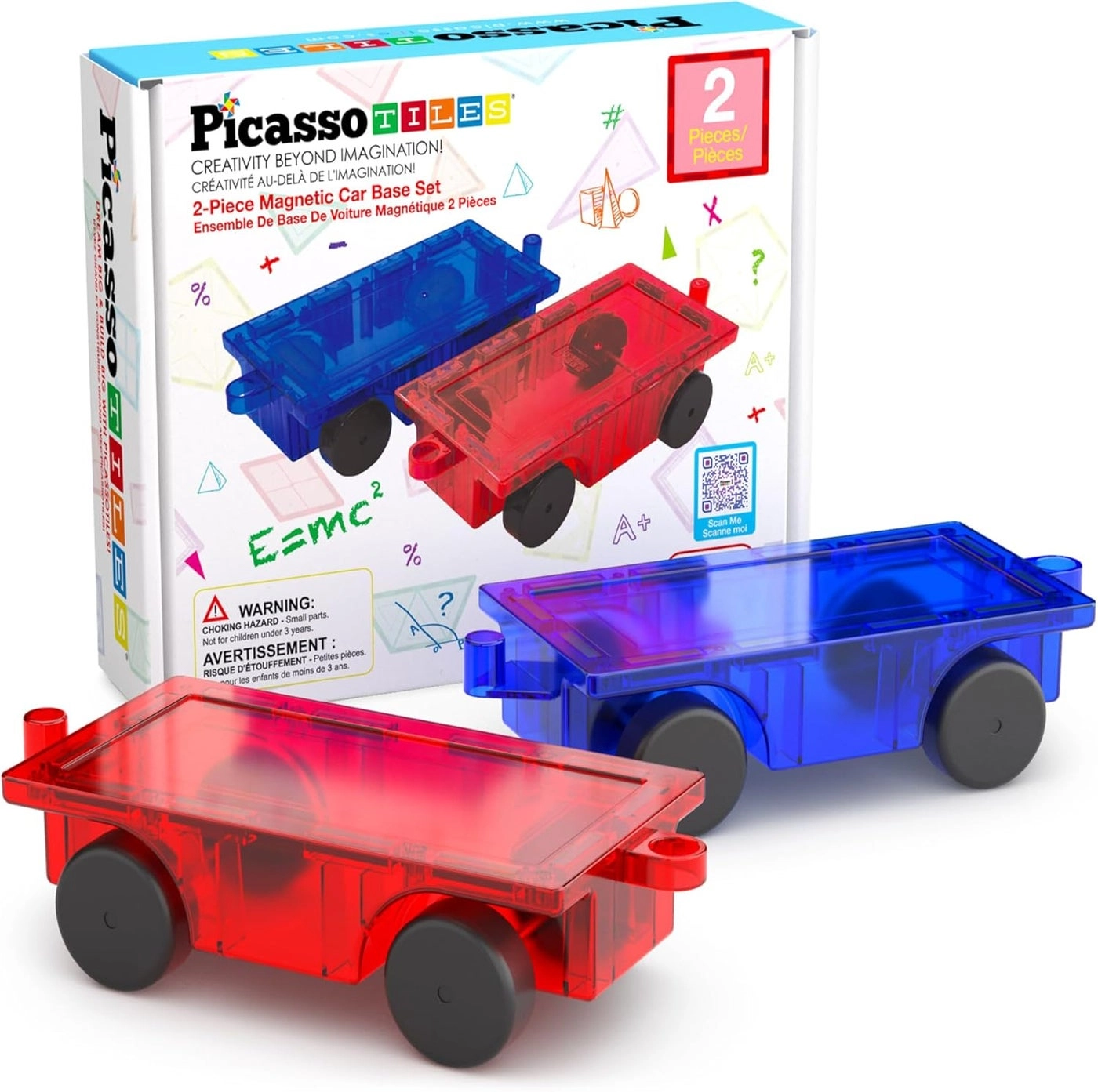 PicassoTiles Magnetic Tiles Car And Truck Base Set - 2 pcs