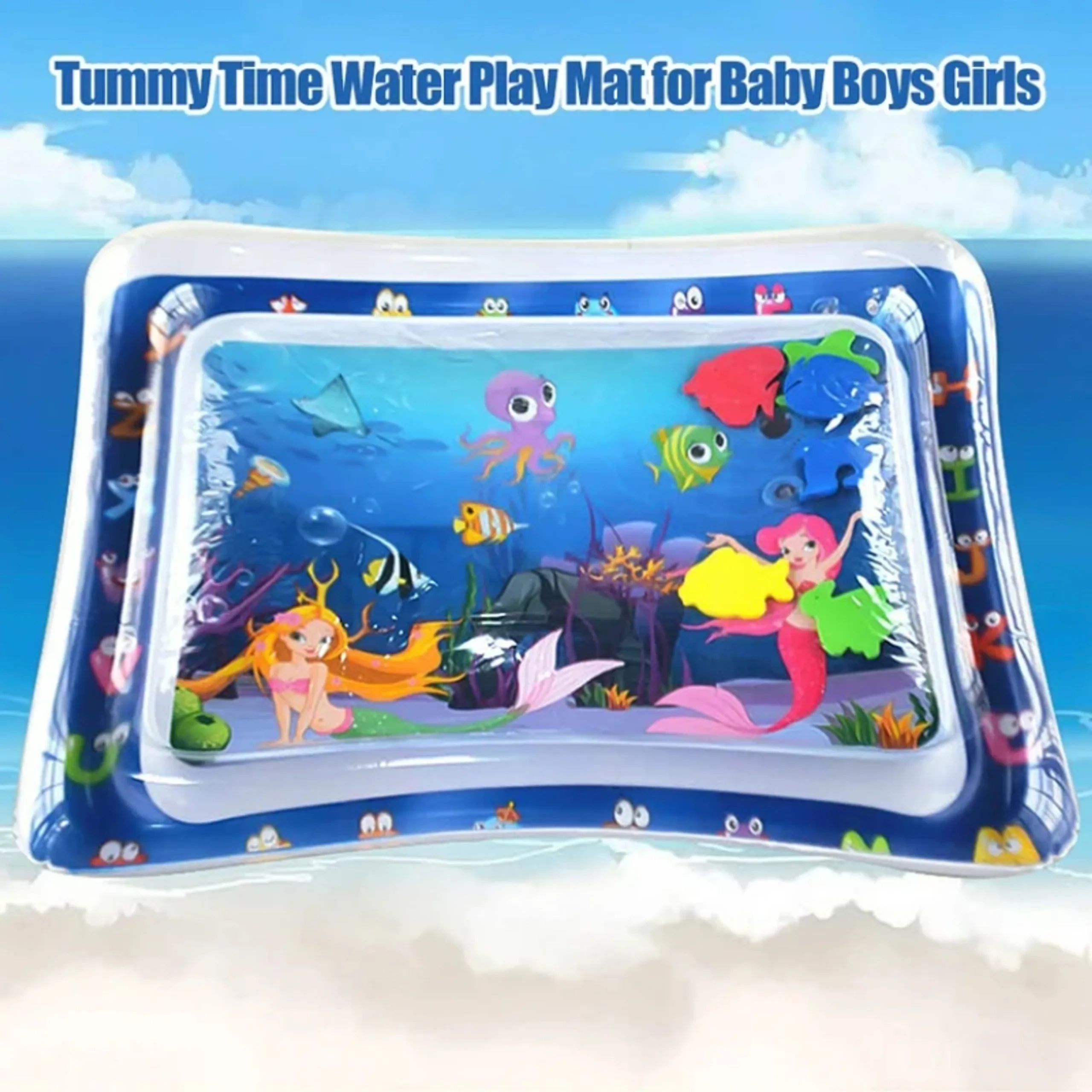 Tummy Time Inflatable Water Playmat - ocean-themed 0 month