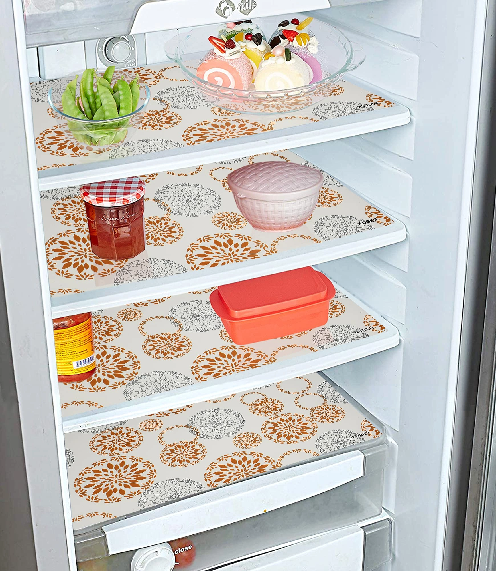 KUBER INDUSTRIES, JALAJ G1-184 & 185, EPIP, BANK OF BARODA,LANE, GARMENT ZONE, SITAPURA,JAIPUR,(RAJ) 302012, Mob:-8505030382, Kuber Industries Fridge Mat - Pack of 6 White 45 x 30 CM