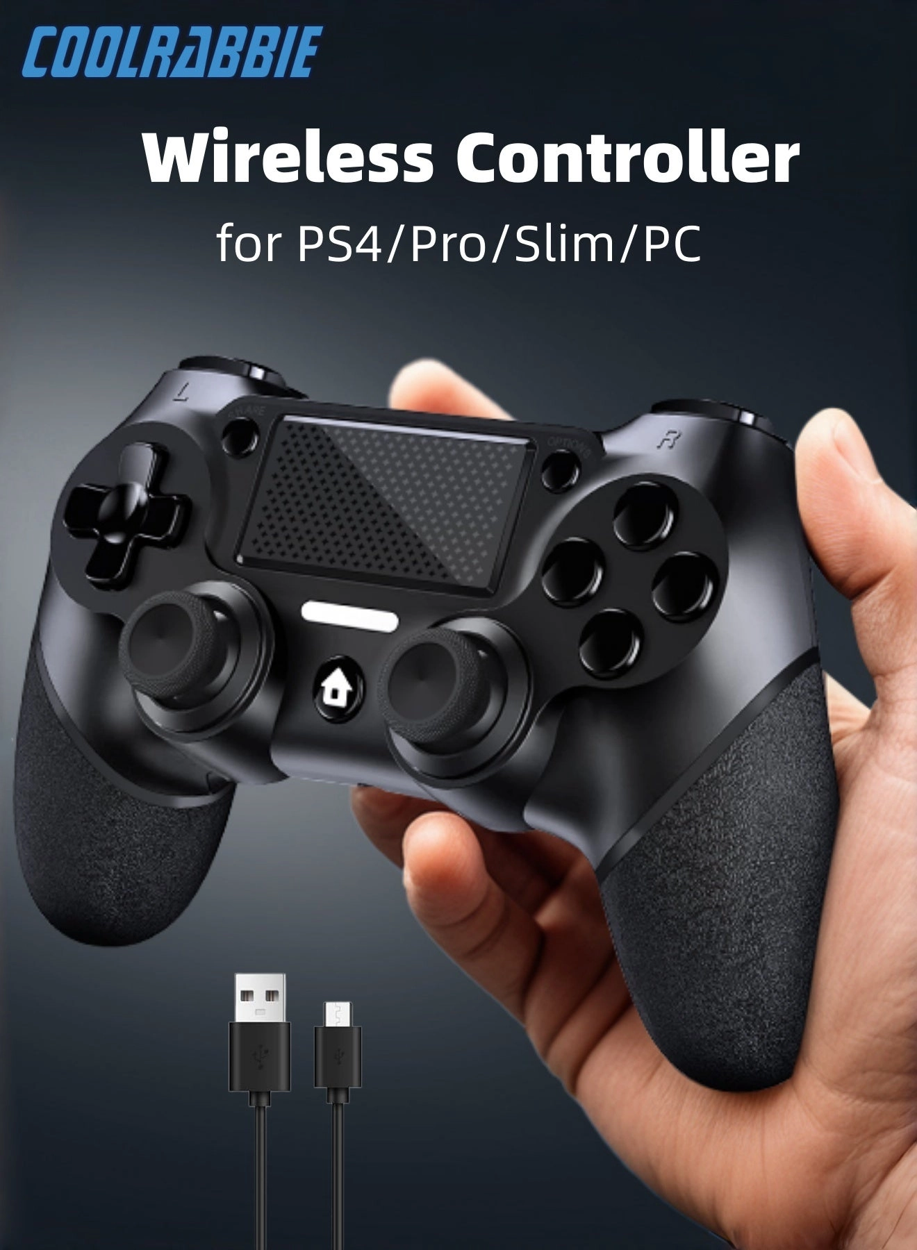 CoolRabbie Wireless Gaming Controller - Black PlayStation 4