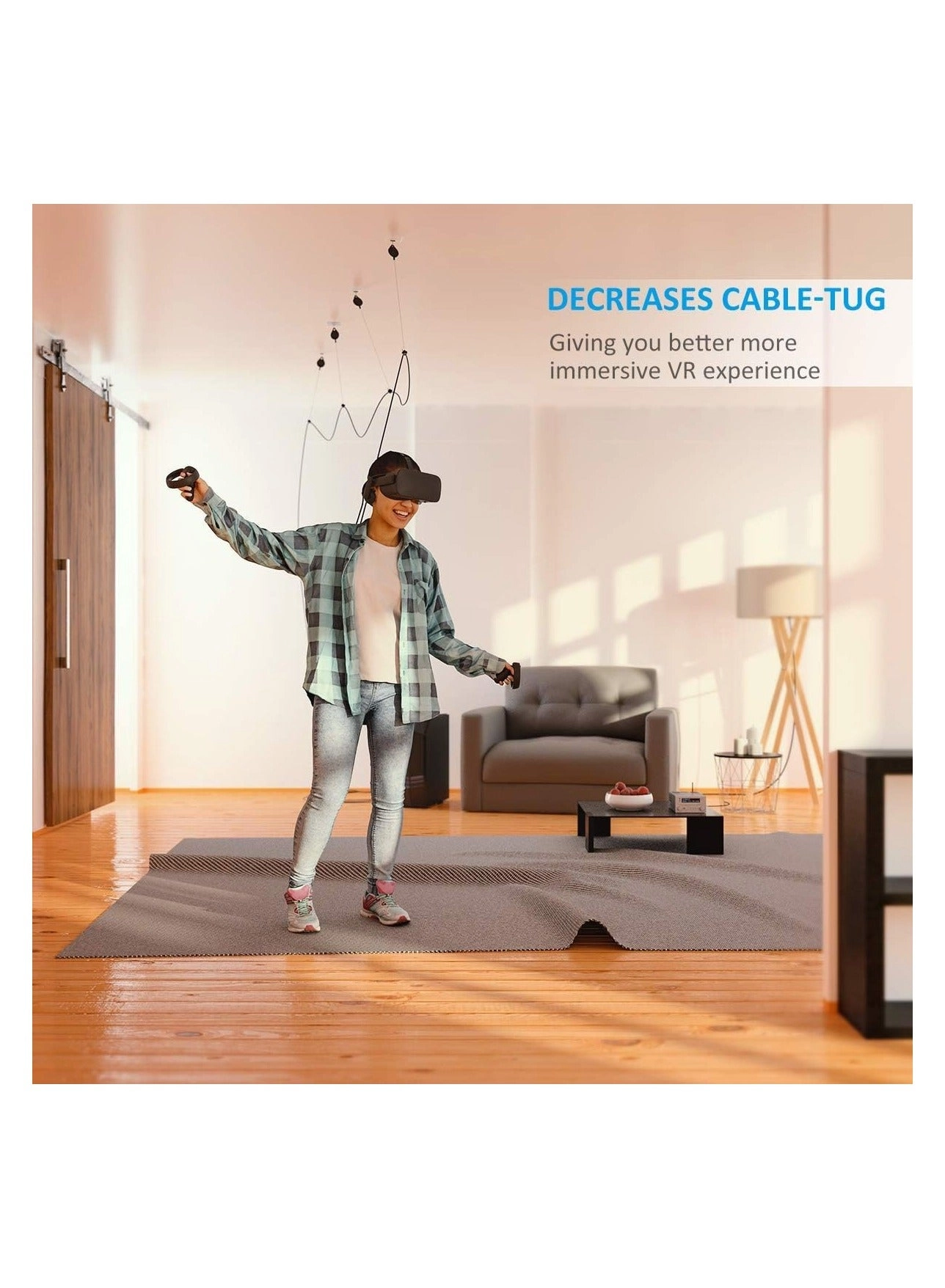 VR Cable Pulley System - 6 Pack Black Compatible with Quest 2