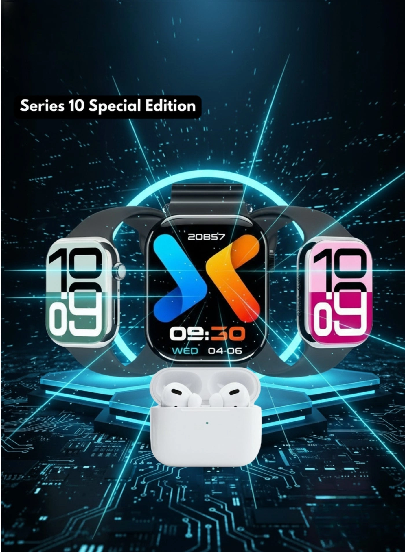 KW53 Max + Airpods + Watch Straps - 7 + Wireless Charging Dock