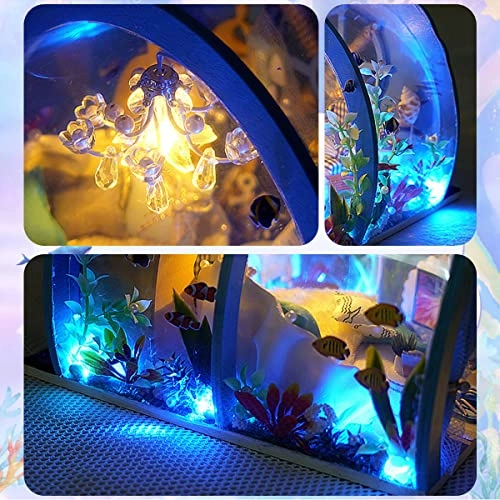 Mini Ocean Tunnel Dollhouse Kit - Wooden LED Light 18 x 16 x 14.5cm