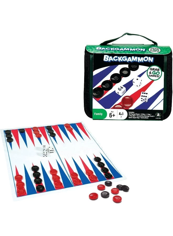Ambassador Travel Backgammon - Compact Built-In Storage Case
