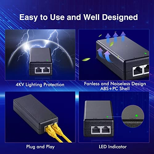 Gigabit PoE Injector - 48V 30W 1 802.3af/at 10/100/1000Mbps