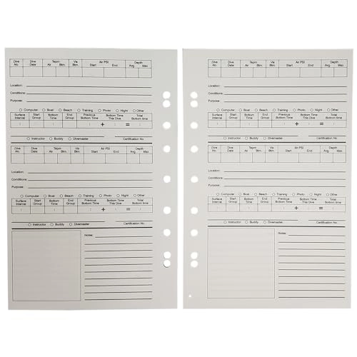 Scuba Diving Log Book Refill - 50 Log Pages