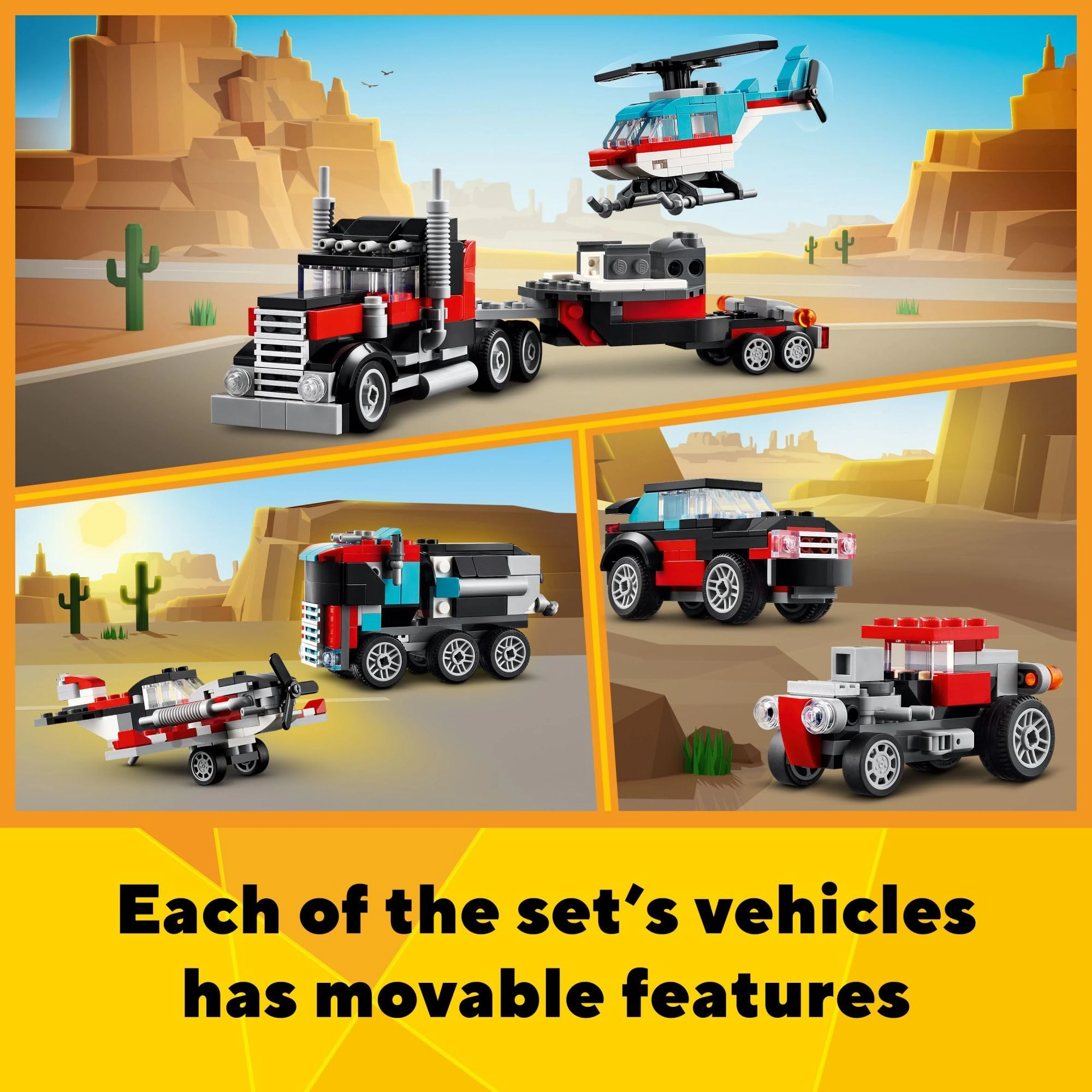 LEGO Creator Flatbed Truck with Helicopter (31146) - 3 in 1 Ages 7+