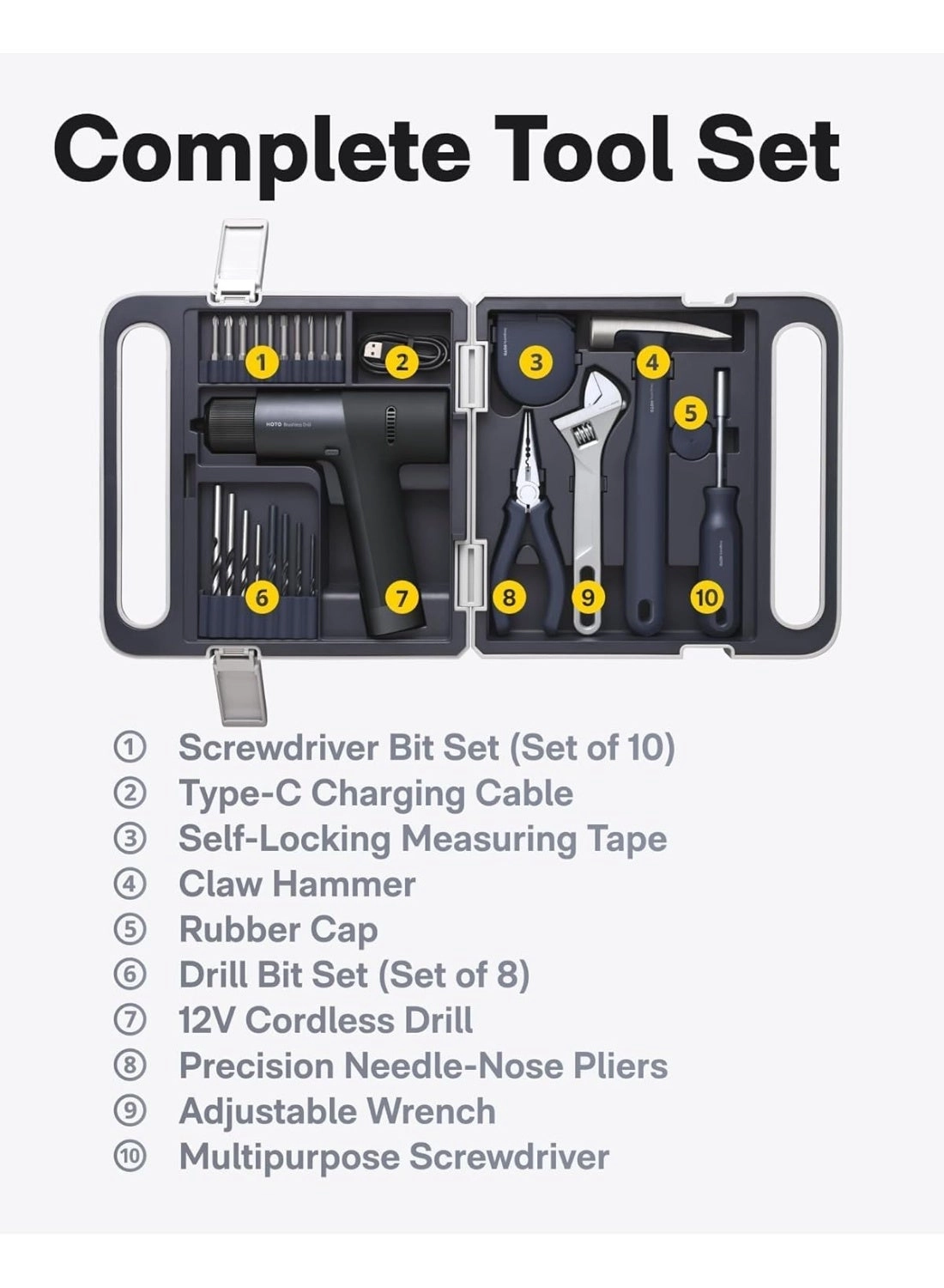 Cordless Brushless Drill Tool Kit - 35-Piece Rechargeable