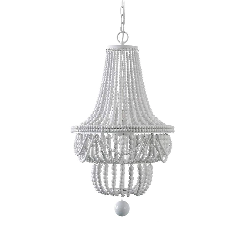AYMAYA Wood Bead Chandelier - 8 Pcs 50*80cm White