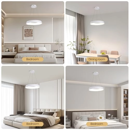Round LED Chandelier - 3000K–6000K Dimmable