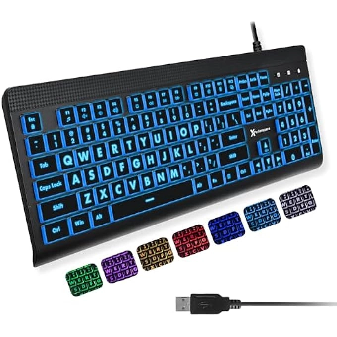 Backlit Large Print Keyboard - Full Size USB|USB-A