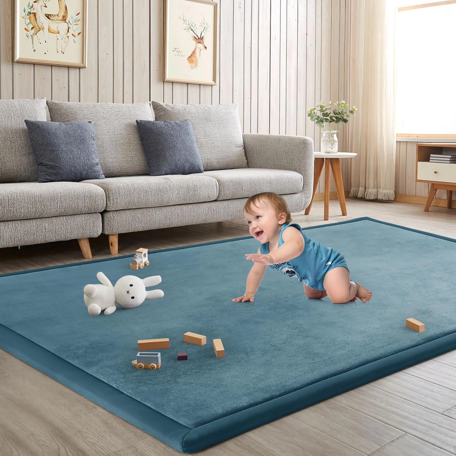 Baby Play Mat - 79"x158" 1.3" Thick Cream
