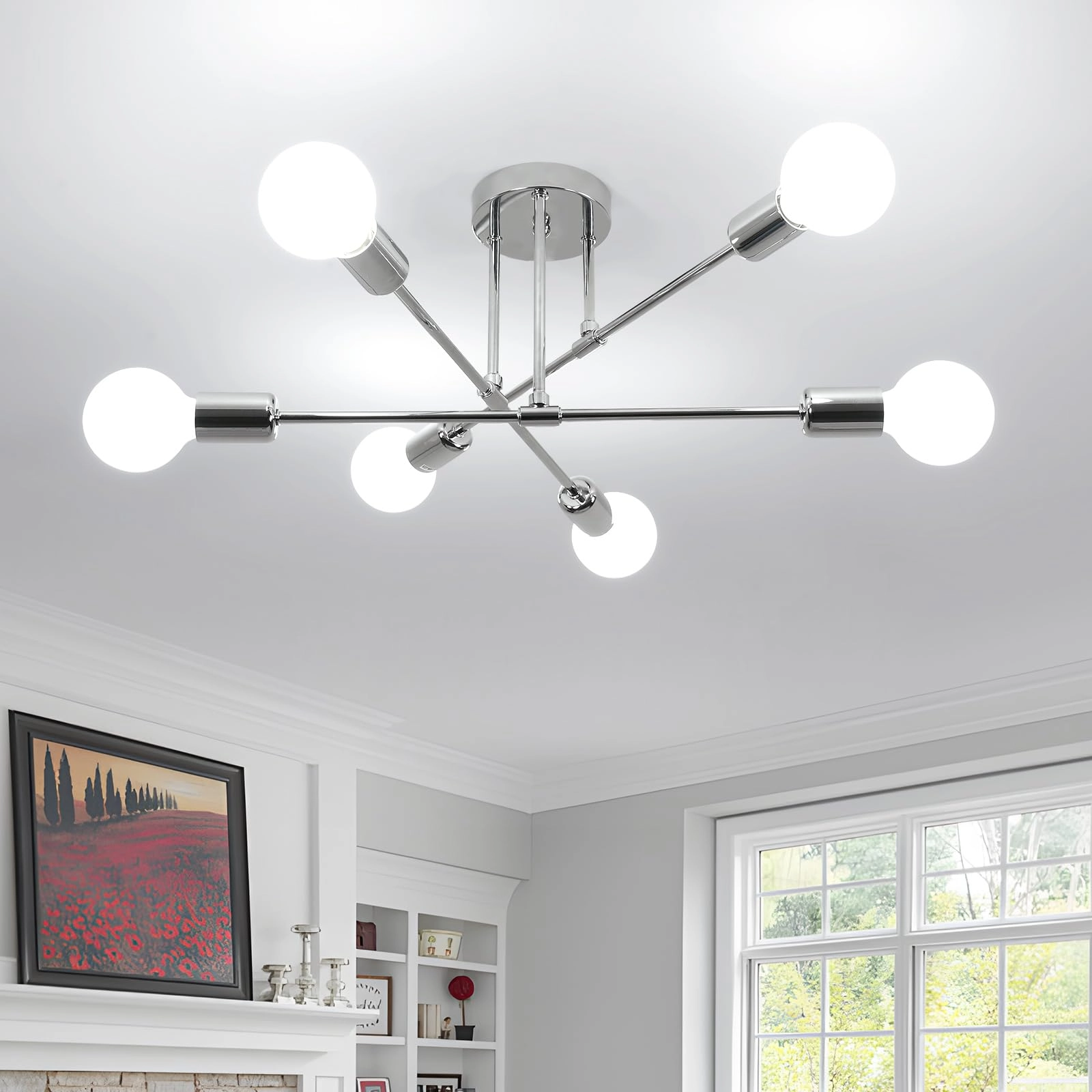 Sputnik Ceiling Light - 6 Lights Bronze 72 cm