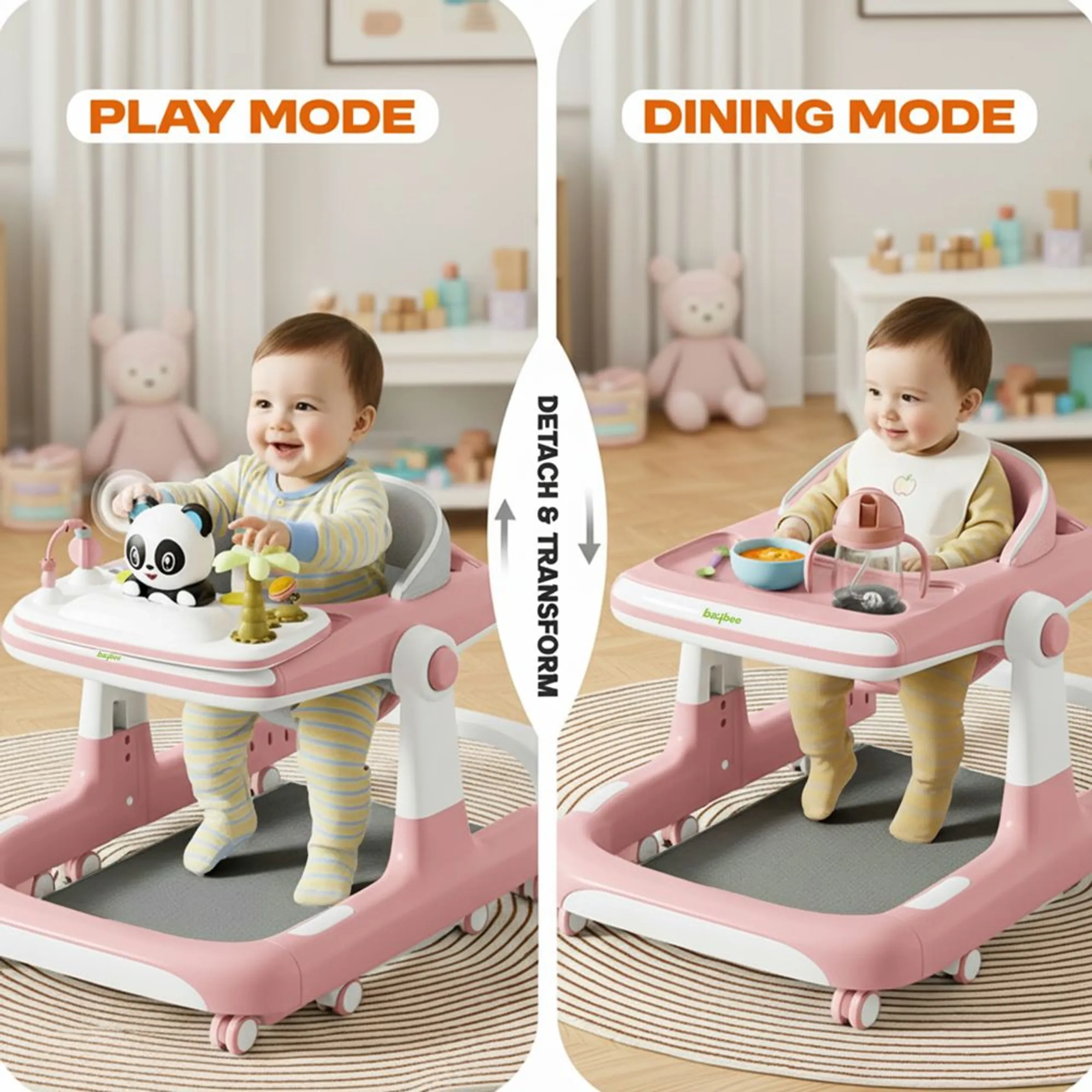 3-In-1 Baby Walker - Adjustable Height Foldable