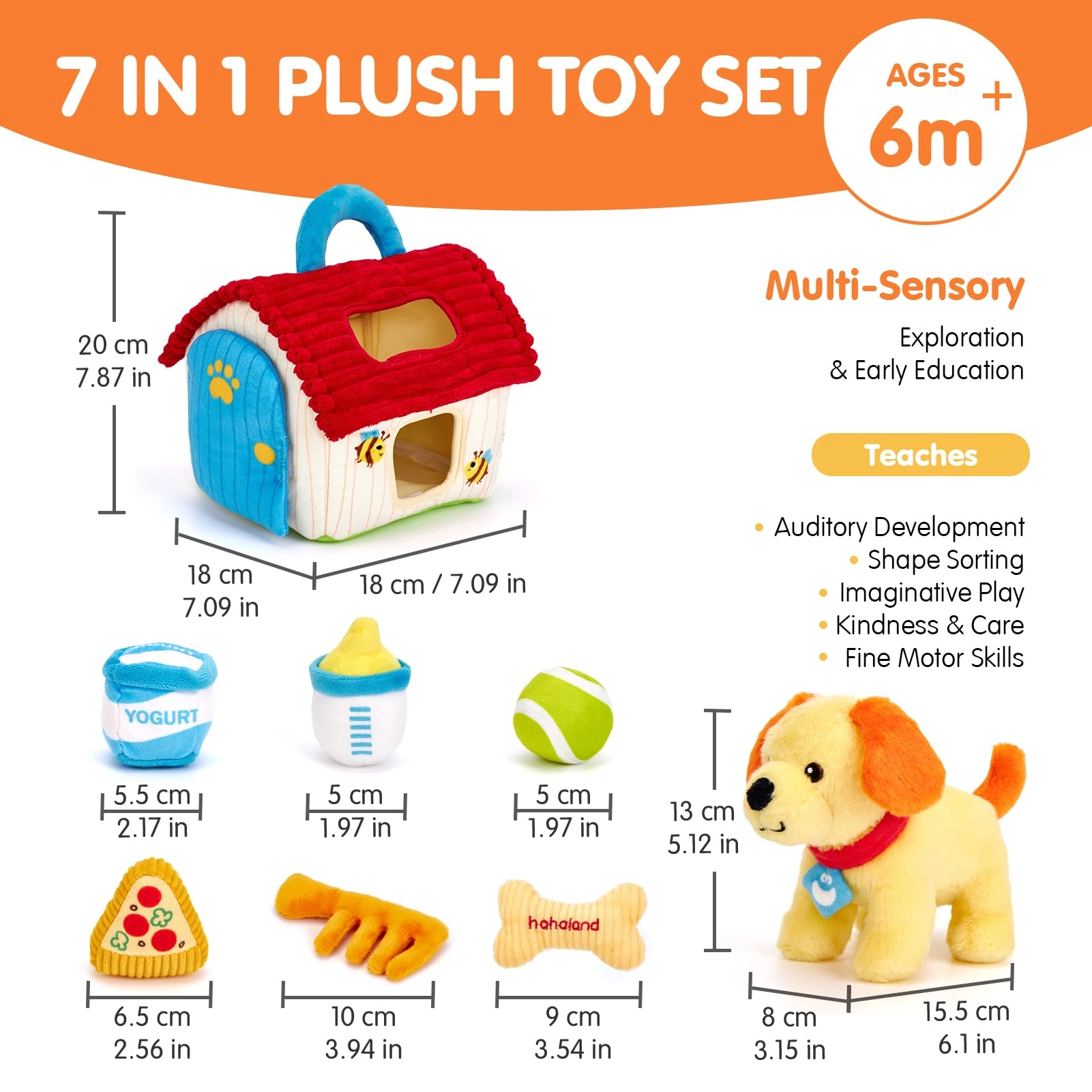 hahaland Montessori Plush Puppy Sensory Toys Set - 6 months-12 months