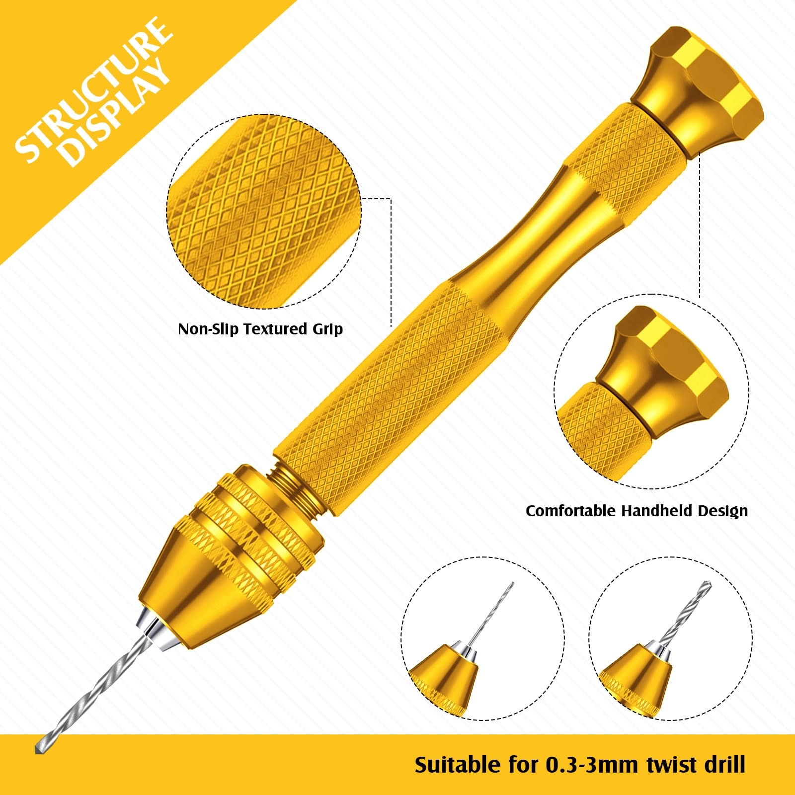 Hand Drill Bits Set - 57 Pieces + Pin Vise Hand Drill - 1 Piece + Micro Twist Drill Bits - 46 Pieces 0.1-1mm + PCB Mini Drill Bits - 10 Pieces