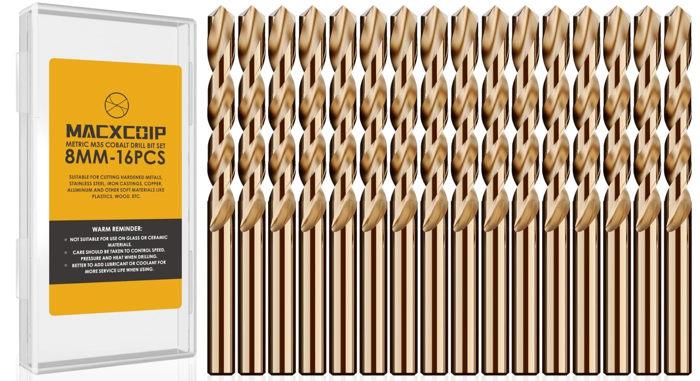 MACXCOIP M35 Cobalt Drill Bit - 16pcs 8mm